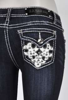   SKINNY JEANS WITH A WHITE FABRIC STUDDED DESIGN SZ 0 15 (779NR)  
