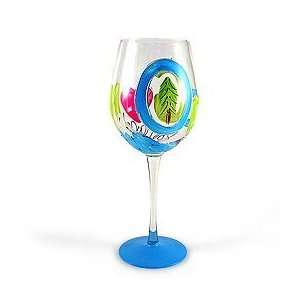  Leslie Hand Painted Oregon Wine Glass: Kitchen & Dining