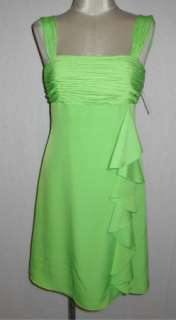 NWT GIANNI BINI Apple Green Ruched Chiffon Bodice Cocktail Dress 0 $ 