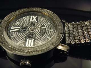   Mens Diamond Watch with Black Diamond Set Band Perfect Bling  