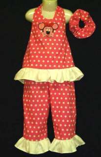 Disney Embroidered Minnie Dots Outfits Set Sz 12M 10yrs  