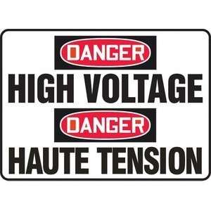 DANGER HIGH VOLTAGE (BILINGUAL FRENCH   DANGER HAUTE TENSION) Sign 