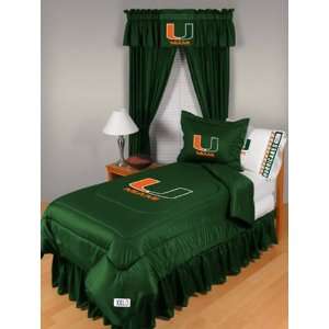 Miami Hurricanes Locker Room Bedskirt   Queen Bed  Sports 