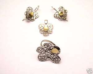 STERLING SILVER 925 SET WITH GOLD 9Ct  