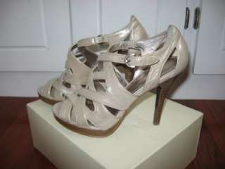 Womens new size 8.5 Coach Aenya Metallic heels shoes sandals platinum 