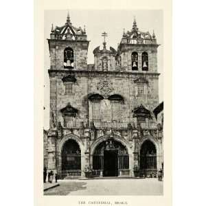  1915 Print Braga Portugal Cathedral Exterior Facade Church 
