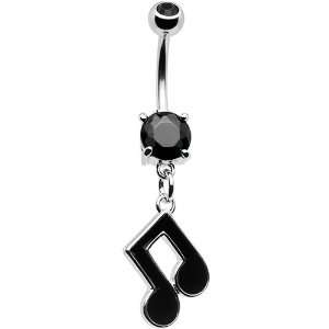  Black Double Gem Music Note Belly Ring: Jewelry