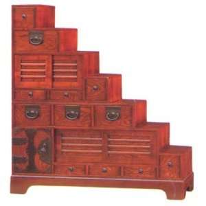  47H Asian Step Tansu in dark or light finish