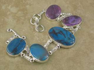   Bracelet # 8.5 in long # blue,purple SEASEDIMENT JASPER @@  
