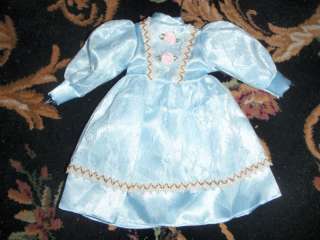 Vintage Doll Clothes Adorable Blue Satin Dress  