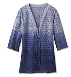 ATHLETA BLUE FADEOUT EYELET TOP TUNIC COVERUP S NEW $69  