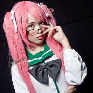 Highschool of the Dead Saya Takagi Short Pink Anime Cosplay Wig 