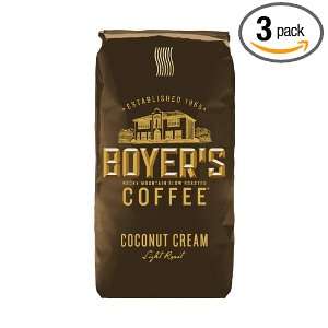Boyers Coffee Coconut Cream (ground), 12 Ounce Bags (Pack of 3 