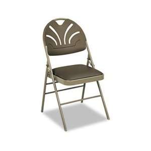   Padded Seat/ Molded Fan BackFolding Chair, Taupe, 4/Ca