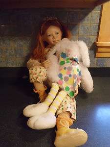Christine Orange 34 tall Tabitha porcelain doll w/soft bunny rabbit 