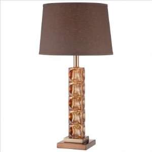  Glass Cube Column Table Lamp in Coffee (Set of 2): Home 