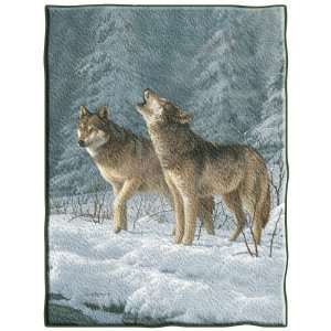  Hautman Bros   Wolf Royal Plush Raschel Blanket (60x80 