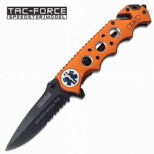  3.5 Tac Force EMT Spring Assisted Rescue Knife   Orange 