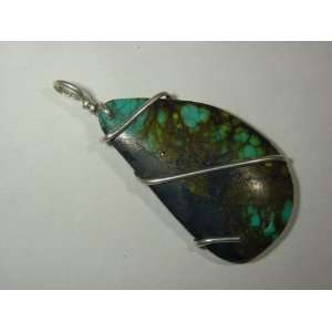   Wrapped Genuine Natural Chinese Turquoise Necklace Pendant Lapidary