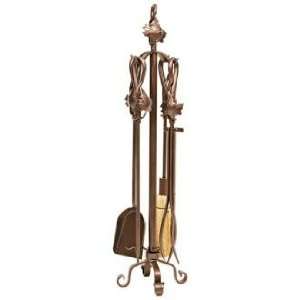   Leaf Bronze 4 Piece Wrought Iron Fireplace Tool Set: Home & Kitchen