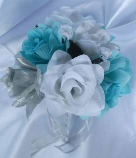 21pc Bridal Bouquet Wedding Flower Package Bride Centerpiece Pew Bow 