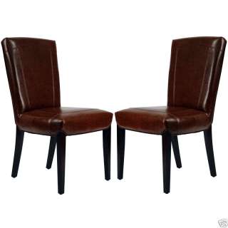 New Bowery Brown Marbled Leather Side Chair (Set of 2)  