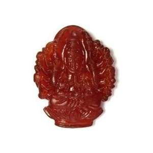  Natural Red Agate Guanyin Pendant 