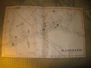 1876 BRAINTREE RANDOLPH MASSACHUSETTS ANTIQUE MAP RarNR  