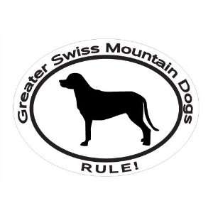  Oval Decal with dog silhouette and statement: GREATER SWISS 