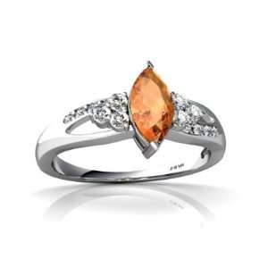   14K White Gold Marquise Fire Opal Antique Style Ring Size 8: Jewelry