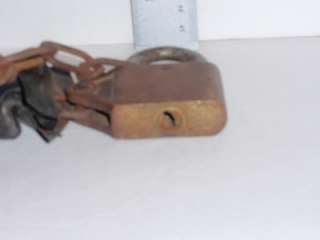 THIS IS A VINTAGE BRASS JC HIGGINS BICYCLE PADLOCK LOCK CHAIN, WITH 