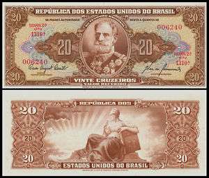 Brazil P 160 20 Cruzeiros Unc. Banknote South America  