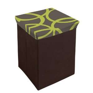   Stool Ottoman with Scribble Cushion Top in Dark Brown