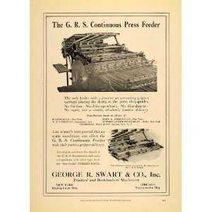  1922 Ad George R Swart & Co. Inc. G R S Press Feeder 