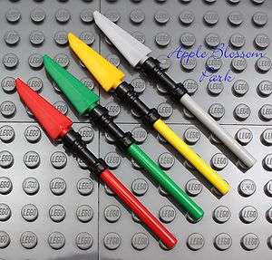 NEW Lego 4 Ninjago Ninja SPEARS Red Green Yellow Gray Minifig Weapon 