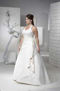 Halter A  line Designer Bridal Wedding Gown Dress Plus Size 14W 