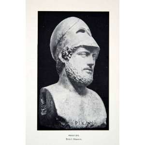  1925 Print Bust Statue Sculpture Pericles Ancient Historic 