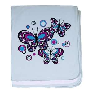  Baby Blanket Sky Blue Psychedelic Butterflies: Everything 