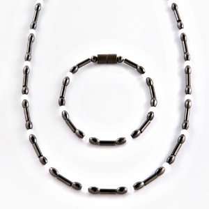 Serendipity Magnetite Magnetic Necklace   Black with White Accent Bead 