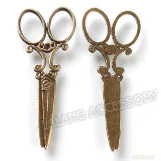 20x Exquisite Antique Bronze Charm Scissors Pendant Fit Necklace 