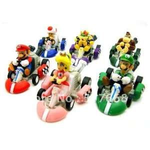   super mario bros. kart pull back car figures 6pcs 200set/lot Toys