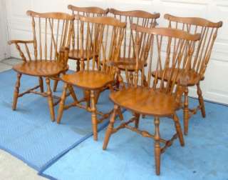 SET OF 6 BENT BROTHERS COLONIAL MAPLE WINDSOR CHAIRS  