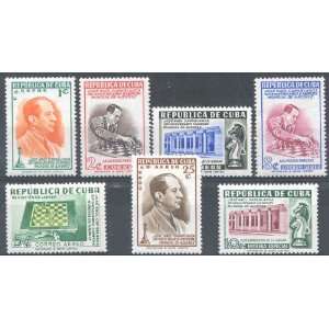  Seven Chess Postage Stamps from Cuba Scott # 463 5, C44 6 