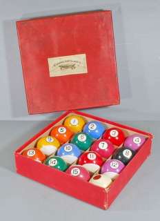 Antique/Vintage Brunswick Box & Set of Composition Balls (Set SS 