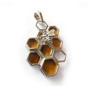  New Tigers Eye Honeycomb Sterling Sliver Pendant Sports 