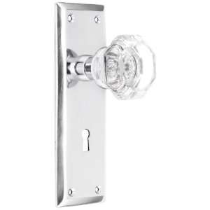  New York Style Mortise Lock Set in Polished Chrome with Waldorf 