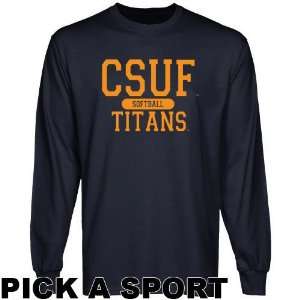 Cal State Fullerton Titans Custom Sport Long Sleeve T shirt   Navy 