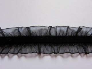 2y Double Frill Elastic 3/4 Velvet Ribbon Black L013  