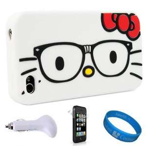  White Nerdy Glasses Hello Kitty Snug Fit Soft Silicone 