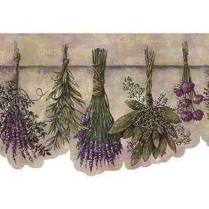  Green and Purple Herb Wallpaper Border